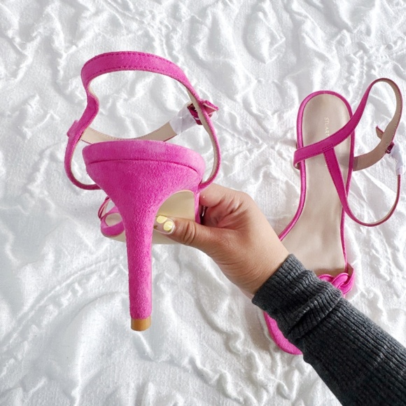 Stuart Weitzman Dancer Twistie 100 Suede Sandal In Pink Size 11.5 - Picture 7 of 7